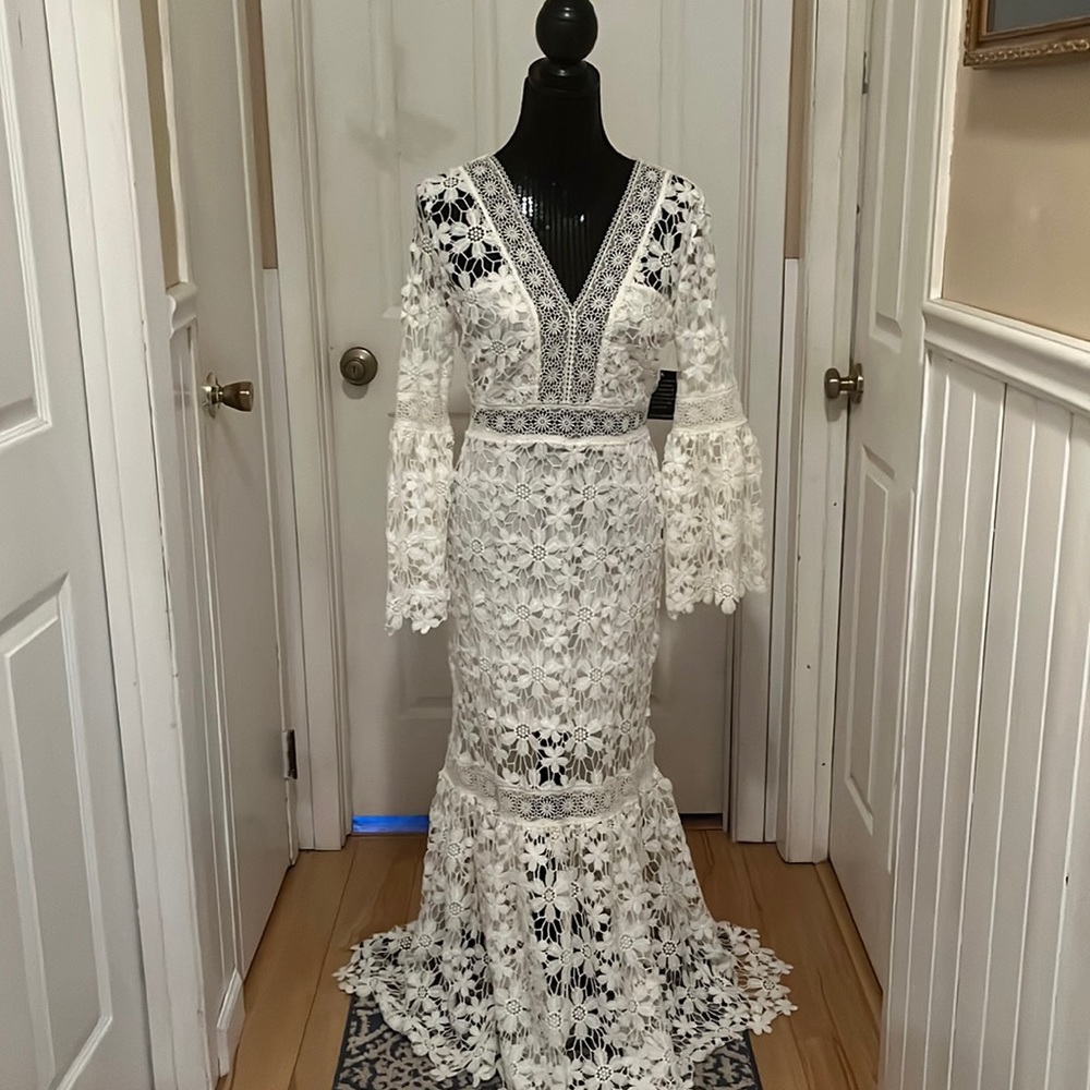 Boston Proper white lace dress